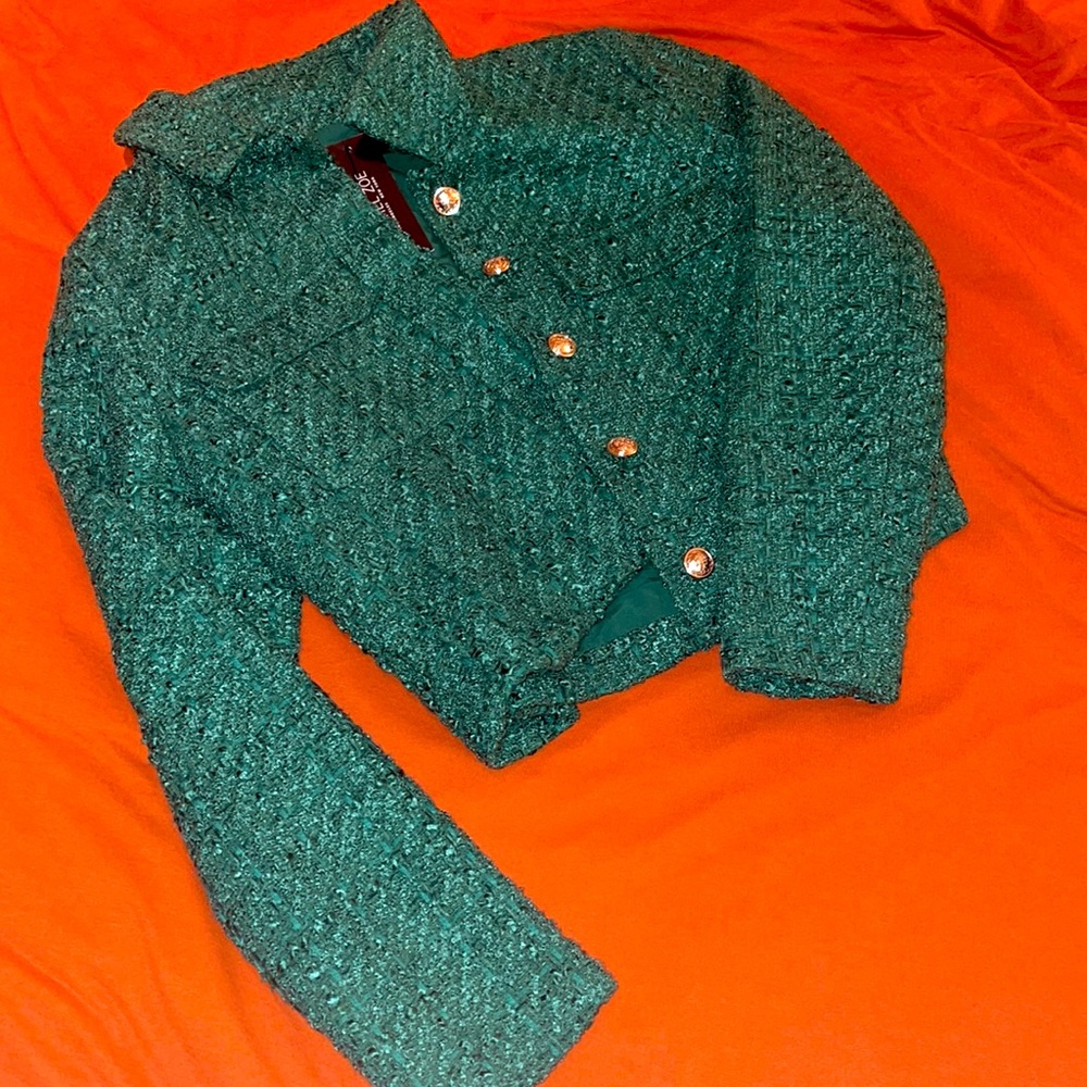 Rachel Zoe - Green tweed cropped jacket